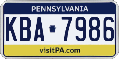 PA license plate KBA7986