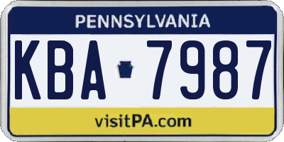 PA license plate KBA7987