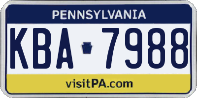 PA license plate KBA7988