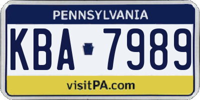 PA license plate KBA7989