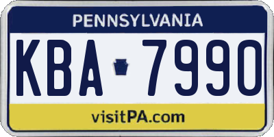 PA license plate KBA7990