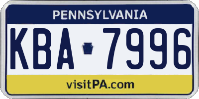 PA license plate KBA7996