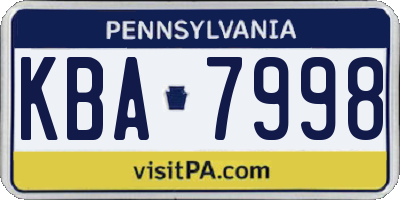 PA license plate KBA7998