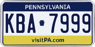 PA license plate KBA7999