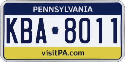 PA license plate KBA8011