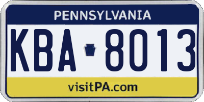 PA license plate KBA8013