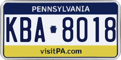 PA license plate KBA8018