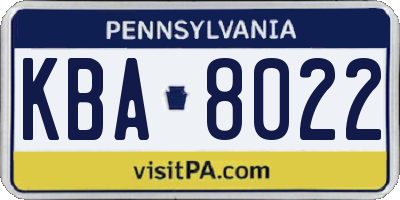 PA license plate KBA8022