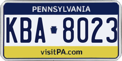 PA license plate KBA8023