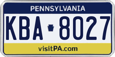 PA license plate KBA8027