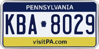 PA license plate KBA8029