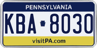 PA license plate KBA8030