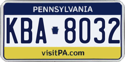 PA license plate KBA8032