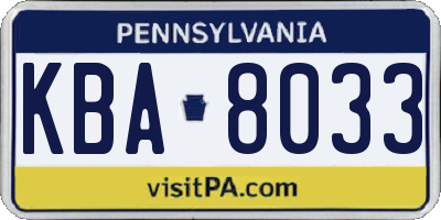 PA license plate KBA8033