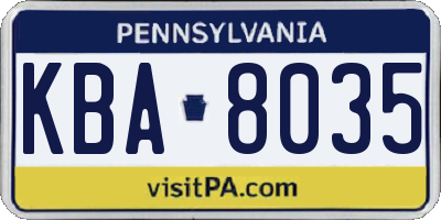 PA license plate KBA8035