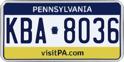 PA license plate KBA8036