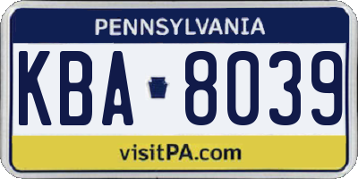 PA license plate KBA8039