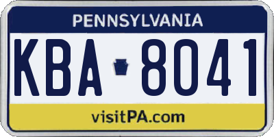 PA license plate KBA8041