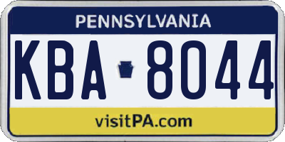 PA license plate KBA8044