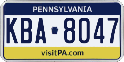 PA license plate KBA8047