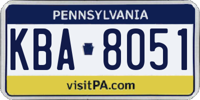 PA license plate KBA8051