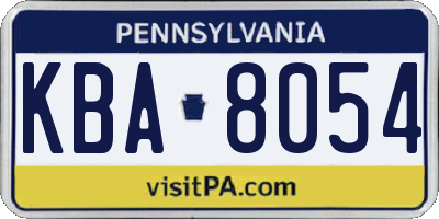 PA license plate KBA8054