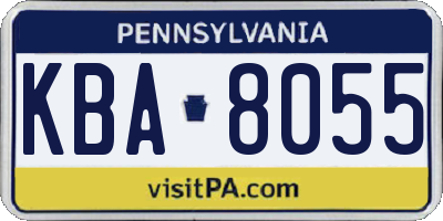 PA license plate KBA8055