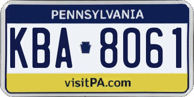 PA license plate KBA8061