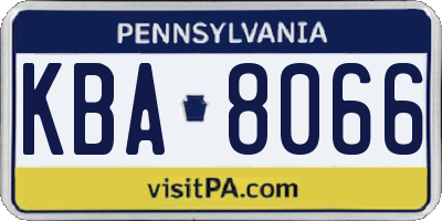 PA license plate KBA8066