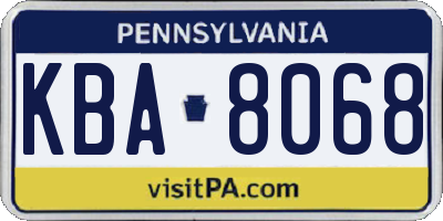 PA license plate KBA8068