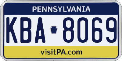 PA license plate KBA8069