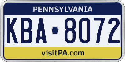 PA license plate KBA8072