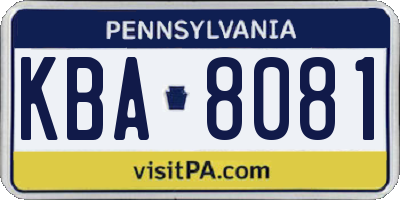 PA license plate KBA8081