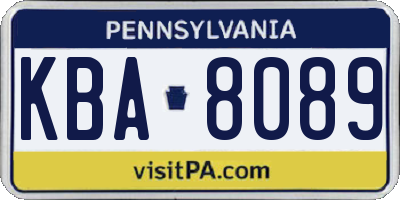 PA license plate KBA8089