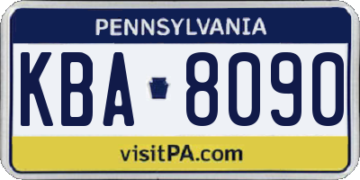 PA license plate KBA8090
