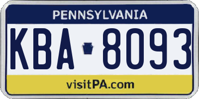 PA license plate KBA8093