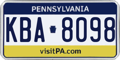 PA license plate KBA8098