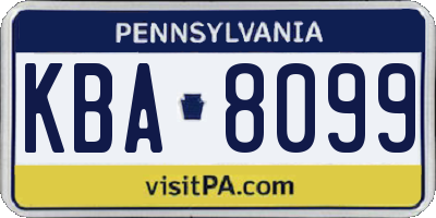 PA license plate KBA8099