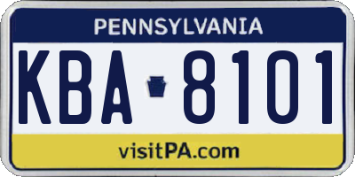 PA license plate KBA8101