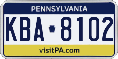 PA license plate KBA8102