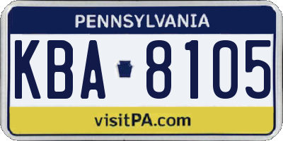 PA license plate KBA8105