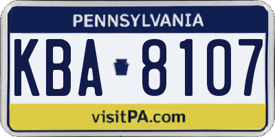 PA license plate KBA8107