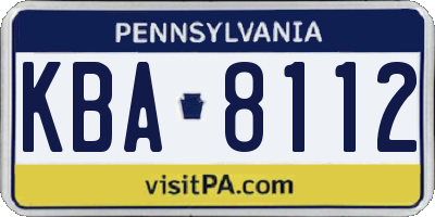 PA license plate KBA8112