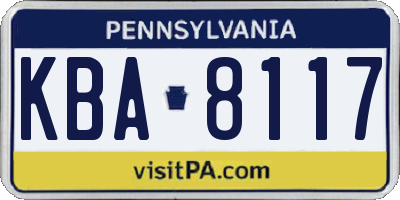 PA license plate KBA8117