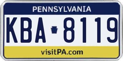 PA license plate KBA8119