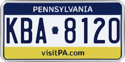 PA license plate KBA8120