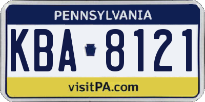 PA license plate KBA8121