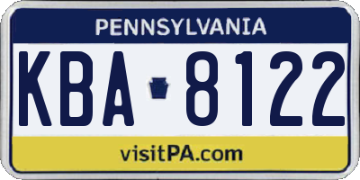 PA license plate KBA8122