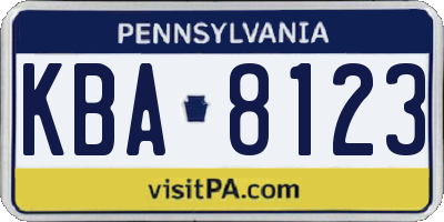 PA license plate KBA8123