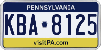 PA license plate KBA8125